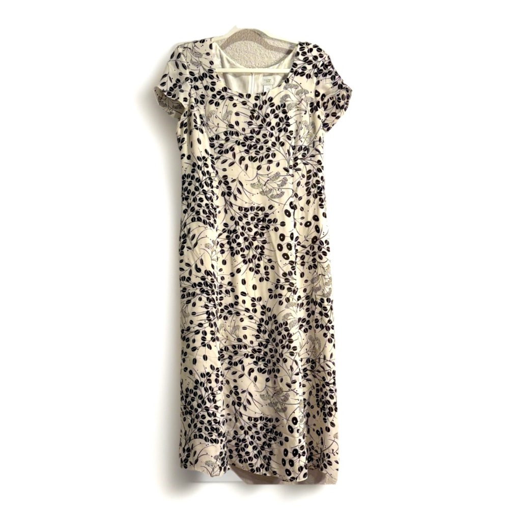 Garnet Hill Black and Cream Floral Maxi Dress 10P Prairie